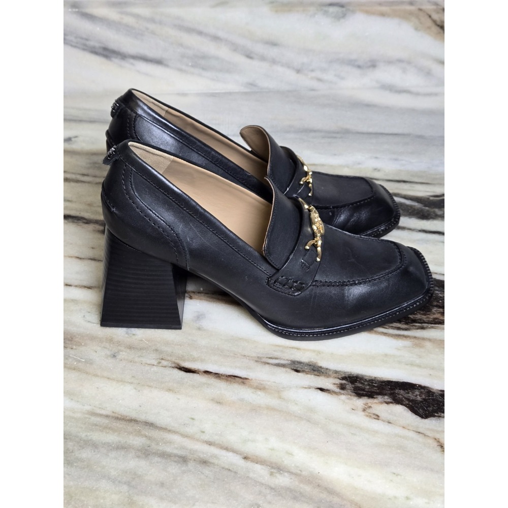 Sam Edelman‎ Shoe Size 9.5 Quincy Block Heel Logo Dress Shoe Black